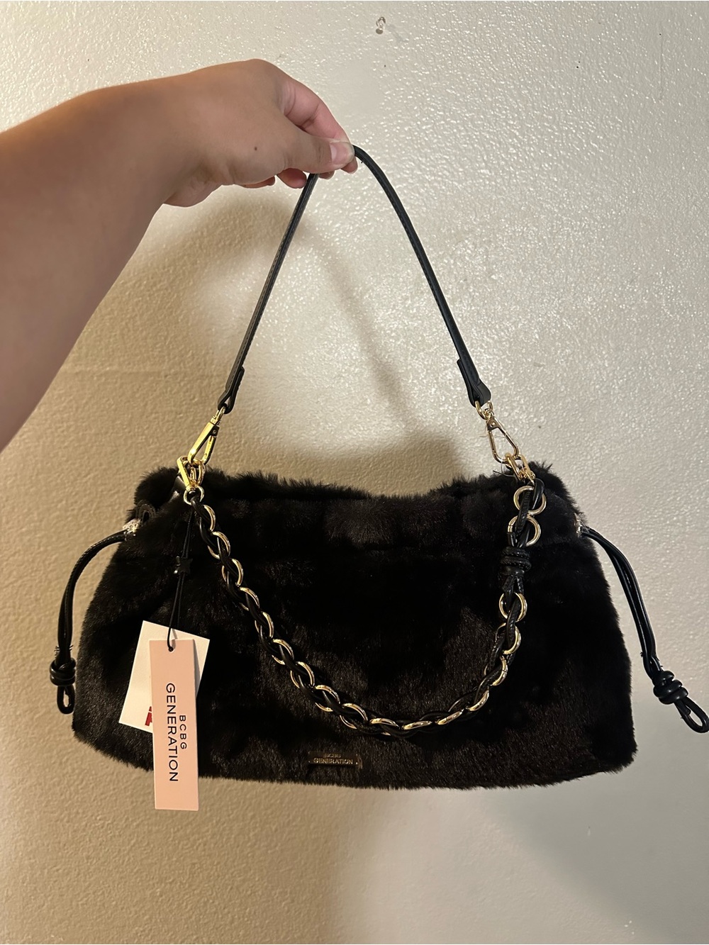 BCBGeneration Riggs Faux Fur Shoulder Bag